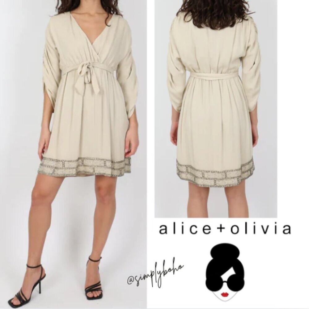 ALICE + OLIVIA women's GRECIAN PLEATED DRESS 100% silk dress SIZE SMALL